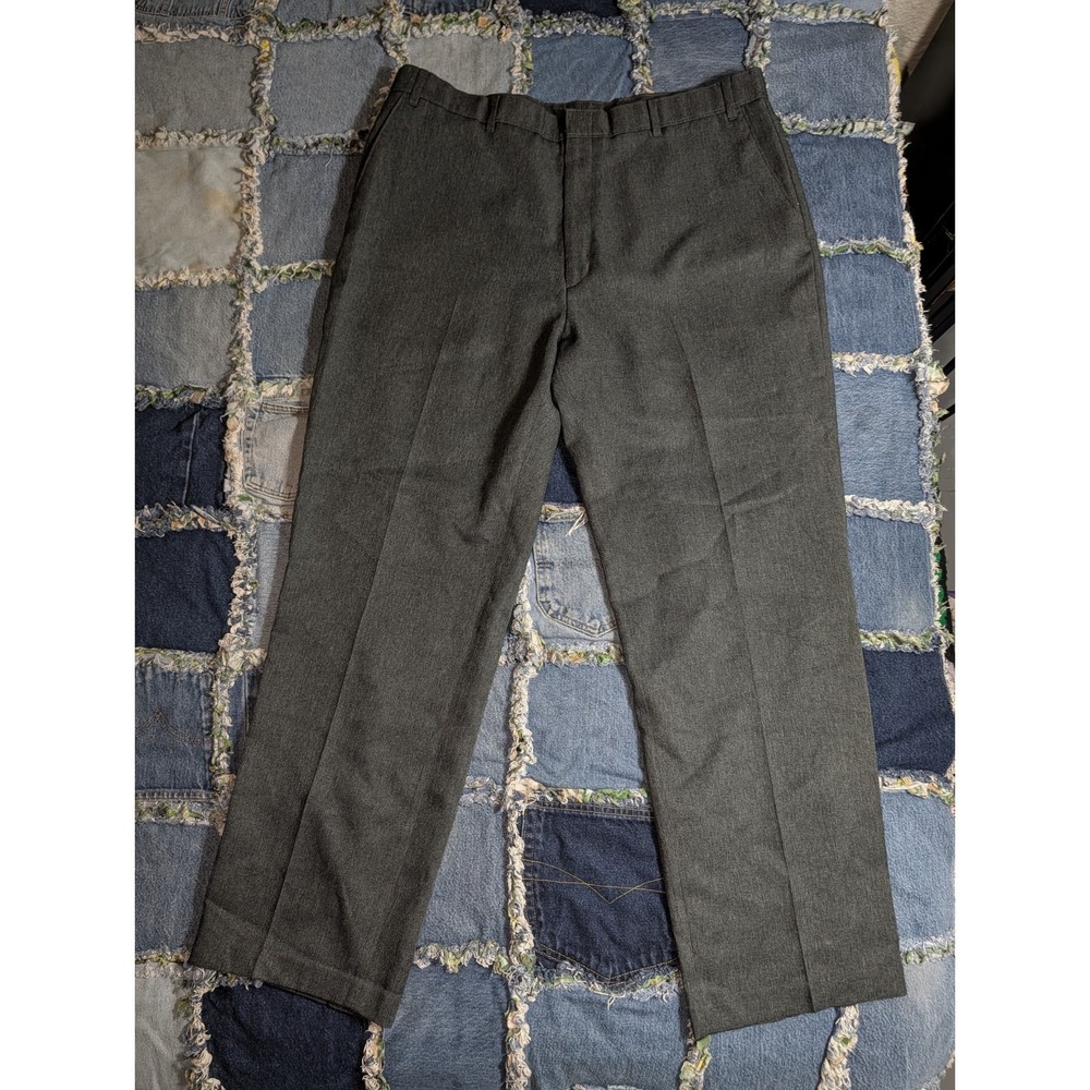 Levi Action Slacks‎ Flat Front Dacron Polyester Dark Gray Men's 40x32 (40x31)